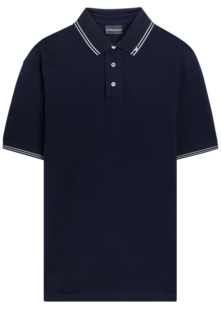 EMPORIO ARMANI Piqué stretch-cotton polo shirt | Harvey Nichols