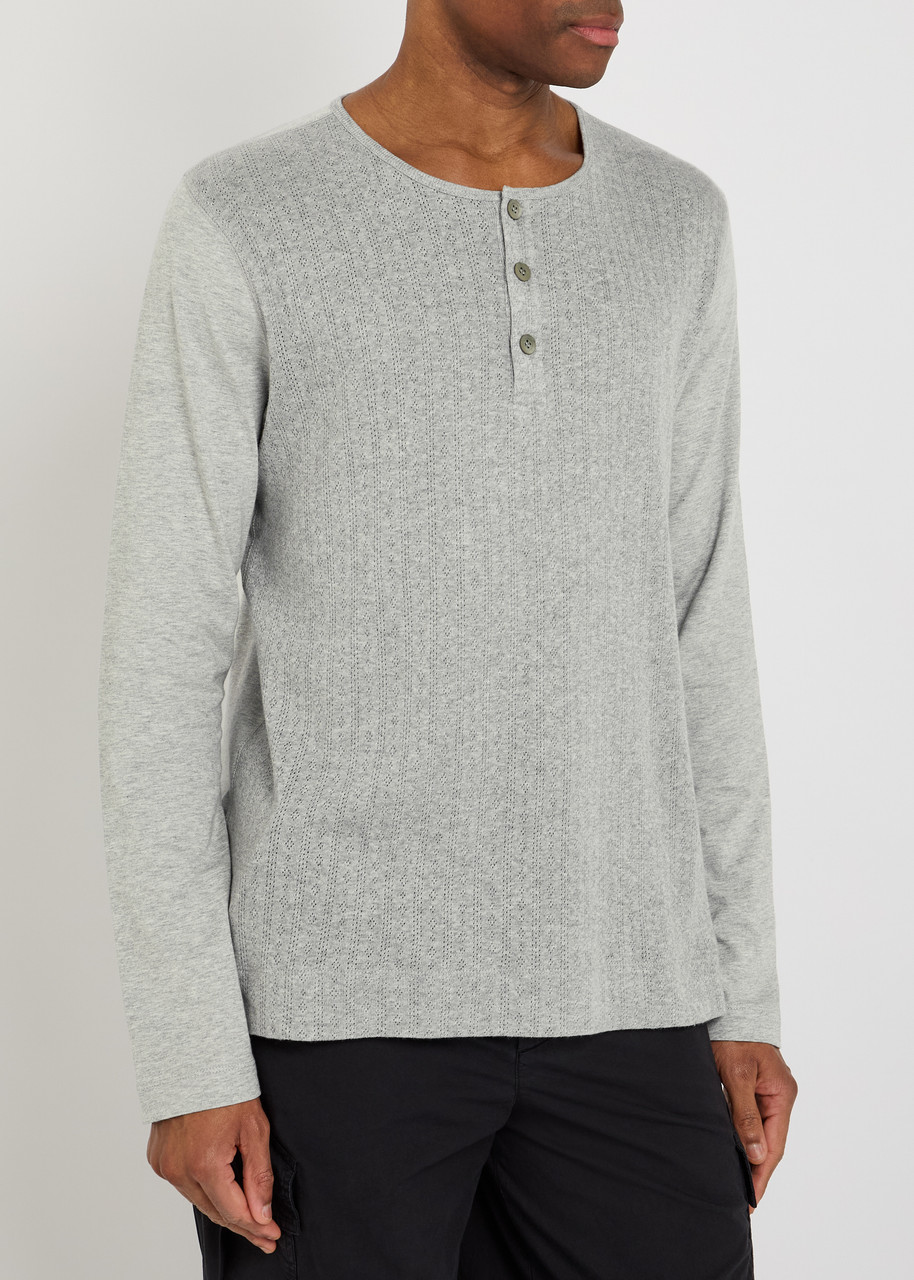 Mサイズ DRIES VAN NOTEN Hebton Long Sleeved DRIES VAN NOTEN Hebton Henley pointelle cotton top | Harvey Nichols