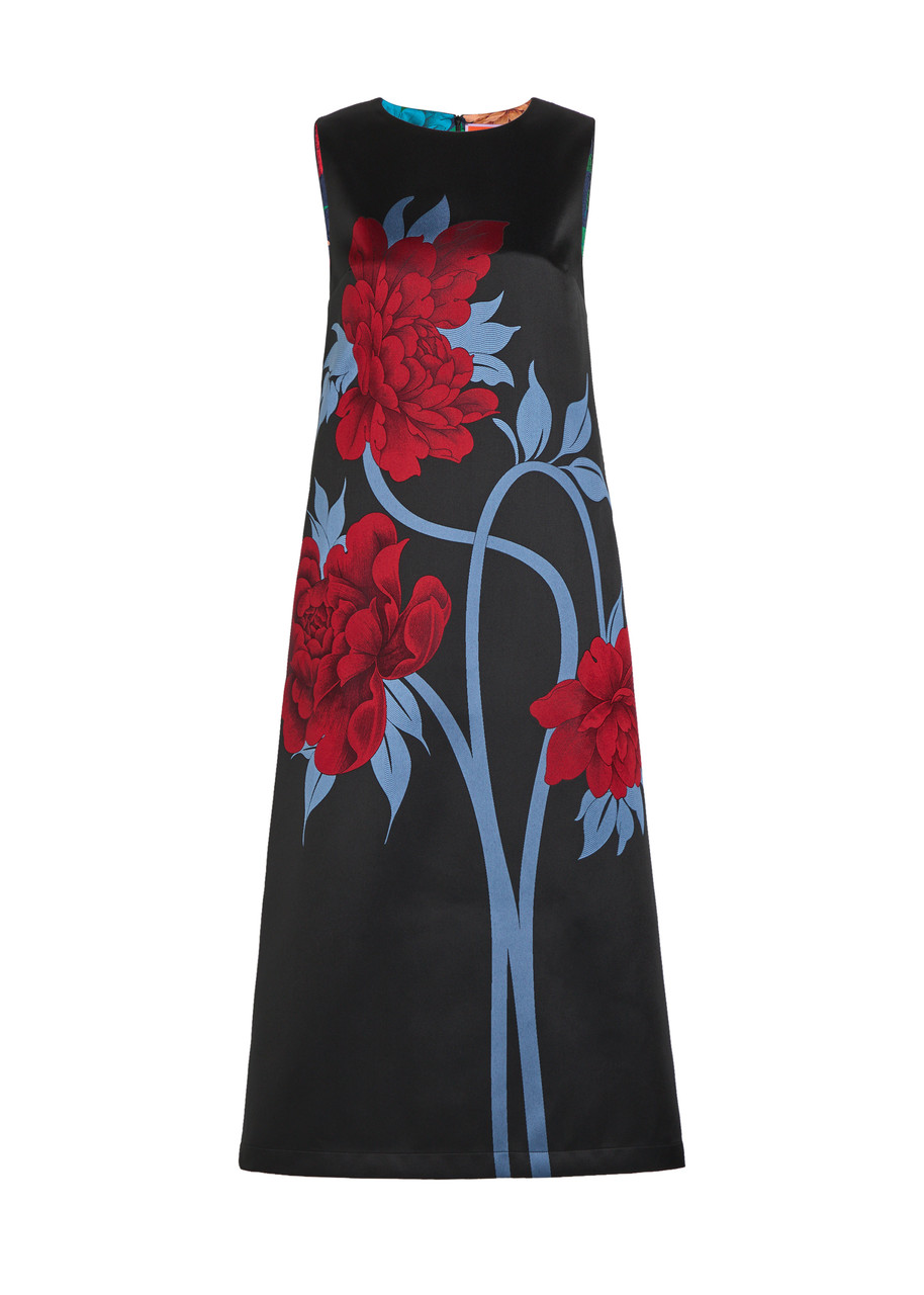 LA DOUBLE J Column floral-jacquard satin-twill midi dress | Harvey