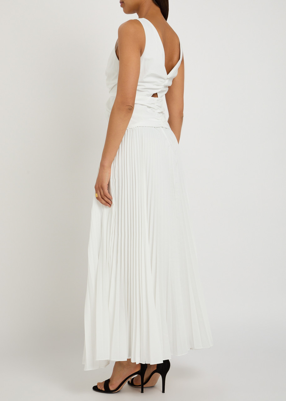 SIMKHAI Vivianne V-neck pleated woven midi dress | Harvey Nichols