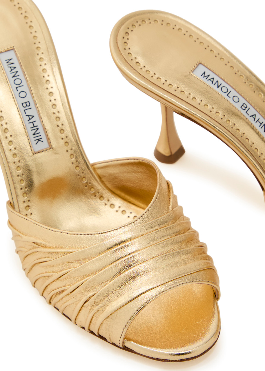 MANOLO BLAHNIK Pirua 70 metallic nappa mules | Harvey Nichols
