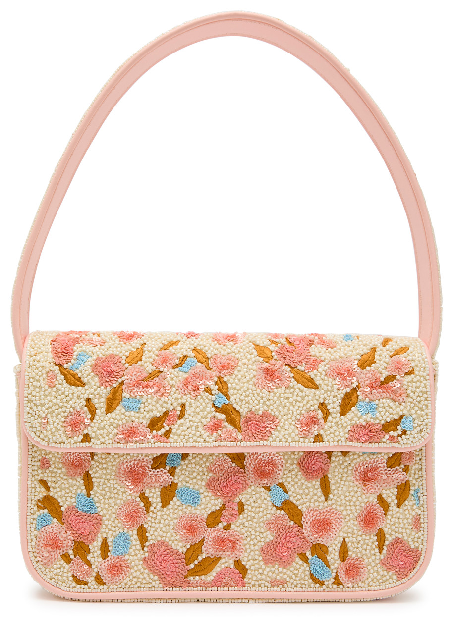 STAUD Tommy floral beaded shoulder bag | Harvey Nichols