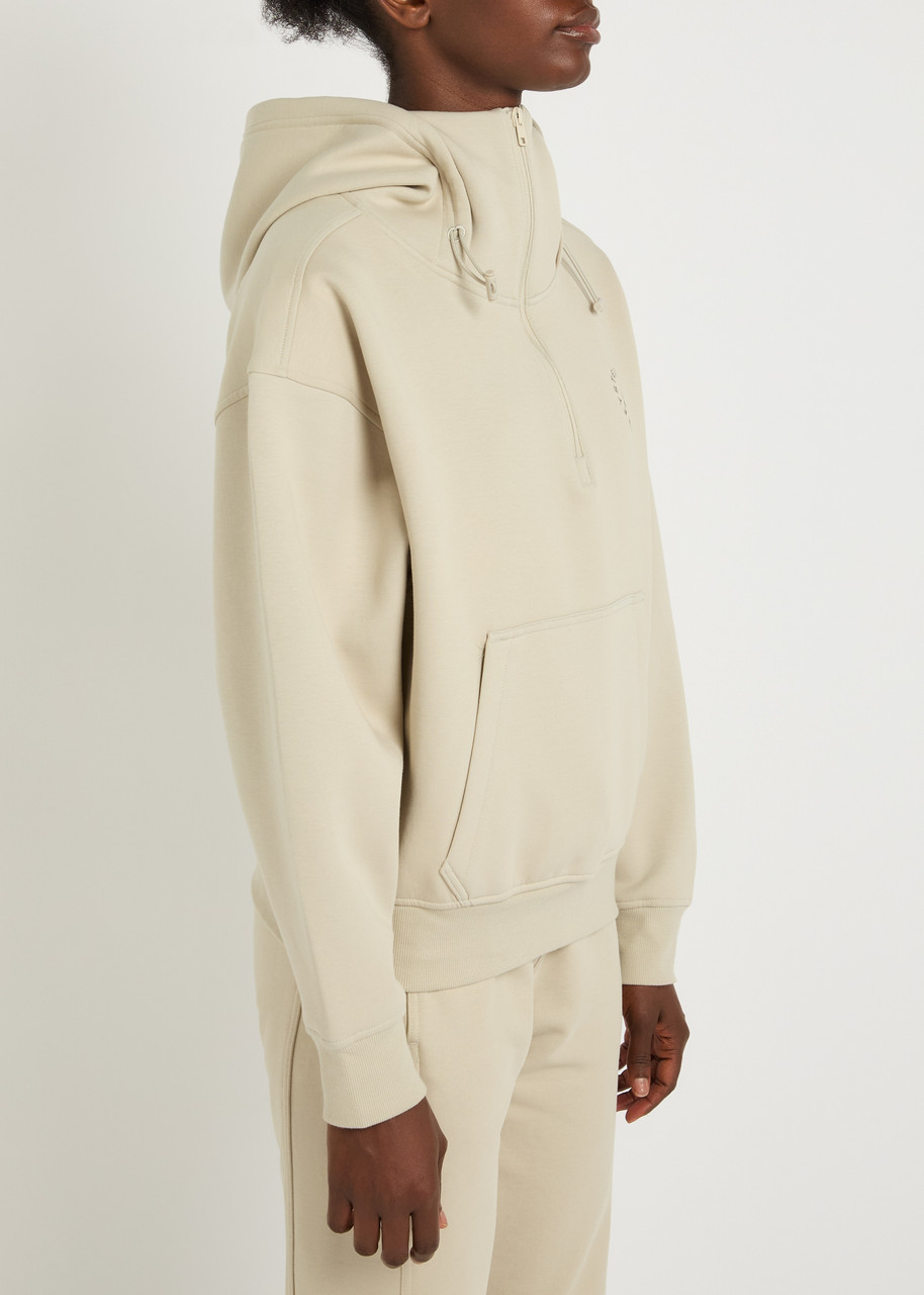 ADIDAS X STELLA MCCARTNEY Hooded half-zip cotton-blend sweatshirt