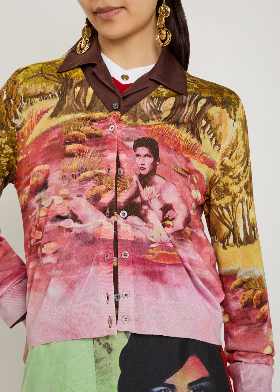 VERSACE Printed silk cardigan | Harvey Nichols
