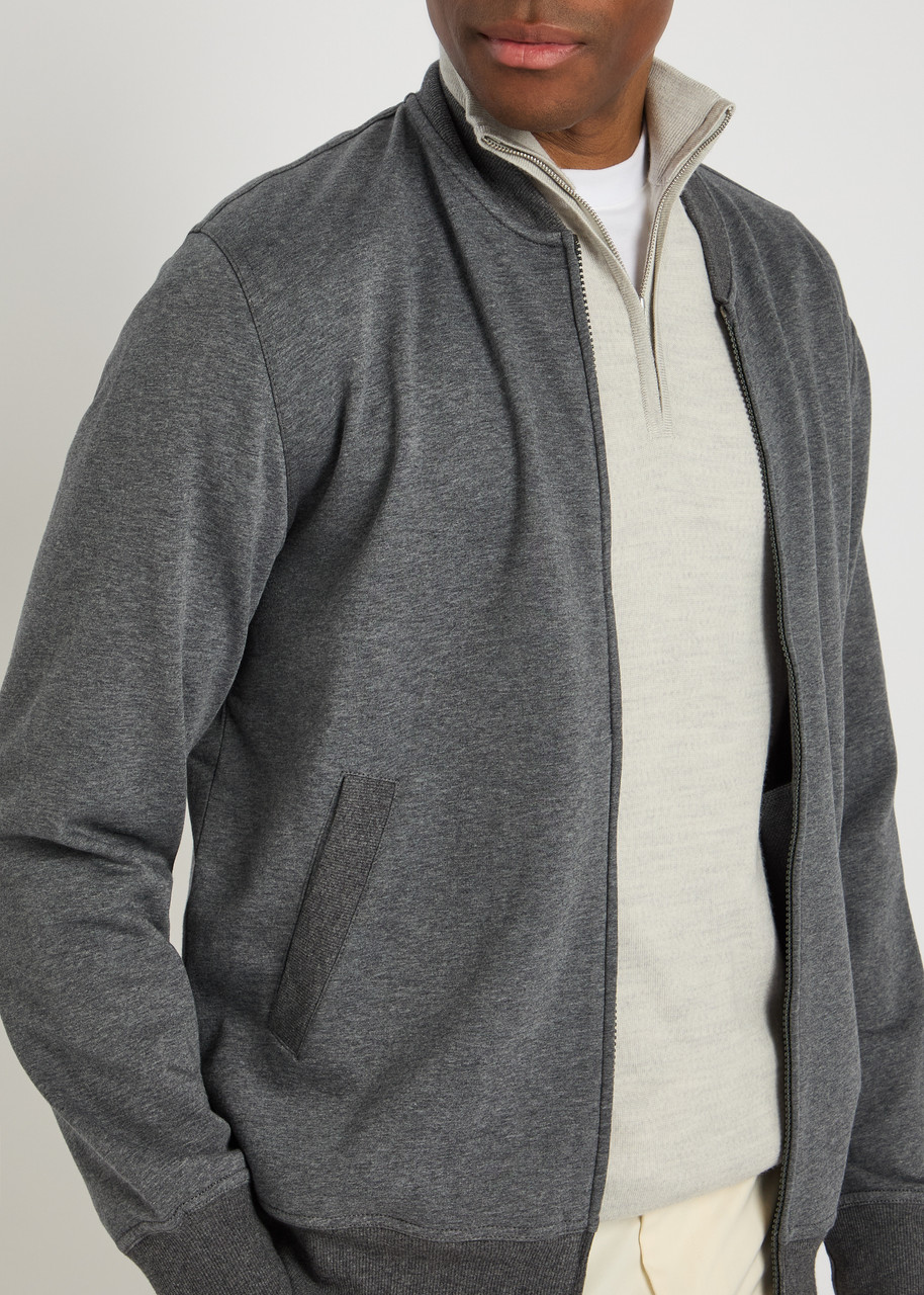 Brunello cucinelli トップス　ダークグレー BRUNELLO CUCINELLI Zip-through cotton-blend sweatshirt | Harvey