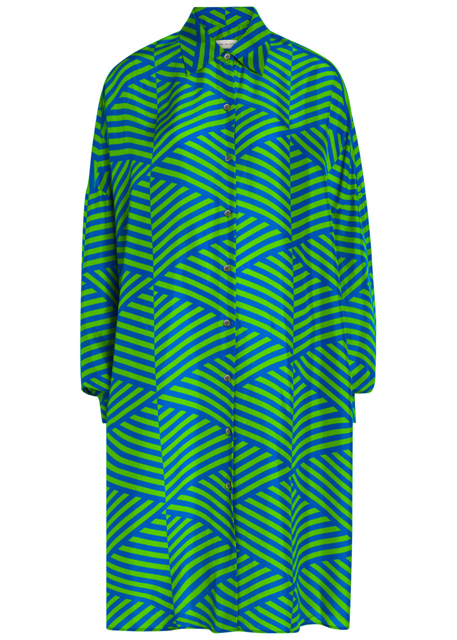 DRIES VAN NOTEN Dasia striped silk midi shirt dress | Harvey Nichols