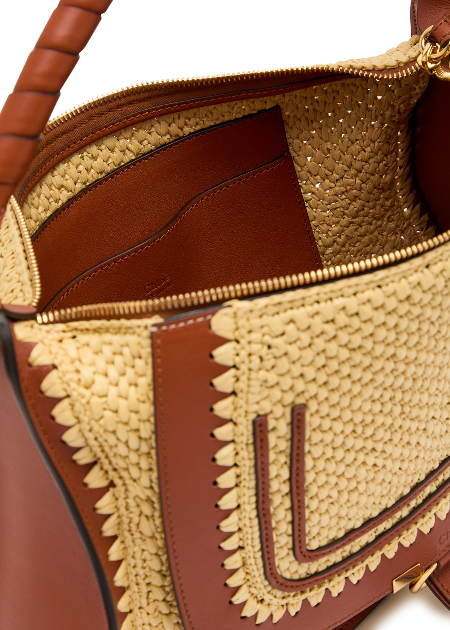 CHLOE Marcie leather and raffia shoulder bag | Harvey Nichols