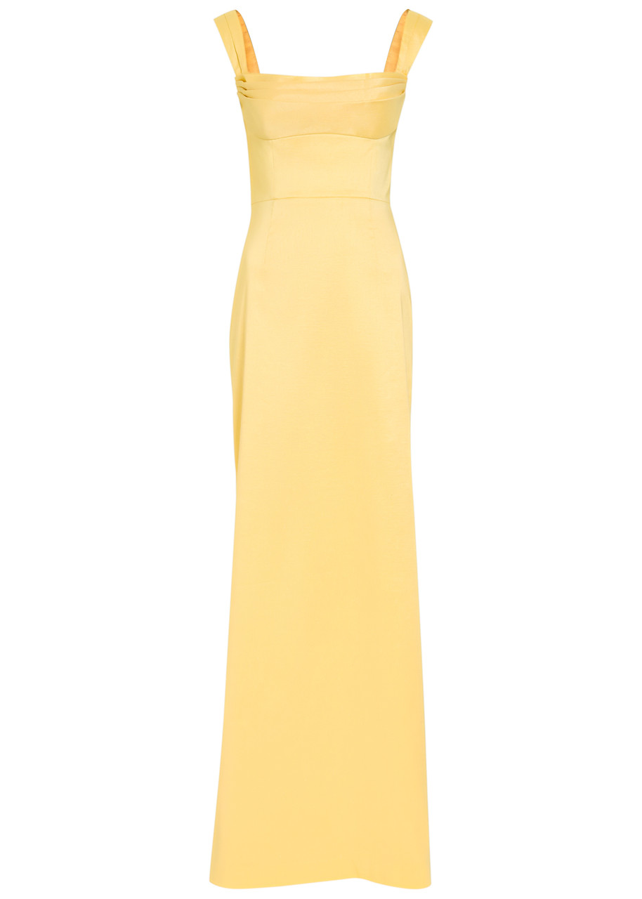 REBECCA VALLANCE Mandy pleated slubbed-poplin maxi dress | Harvey
