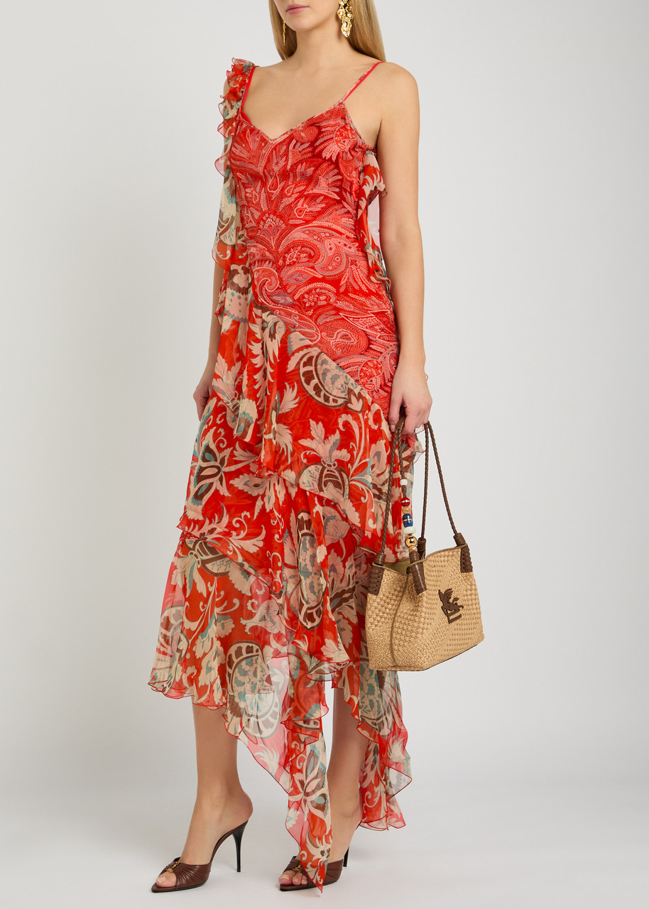 ETRO Floral print ruffled silk maxi dress | Harvey Nichols