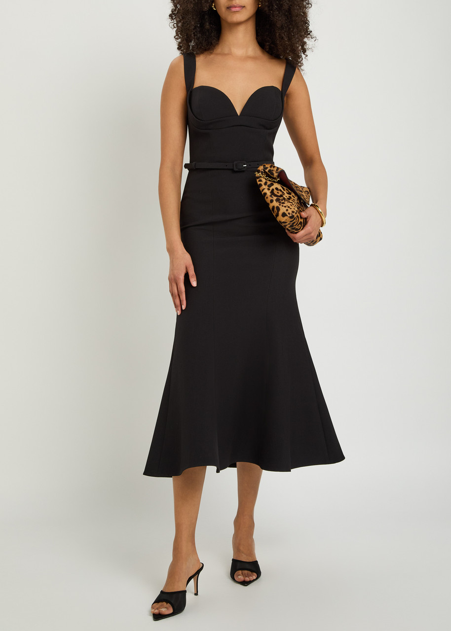 cream long sleeve dress midi Lidia Off-Shoulder Pleated Midi Dress