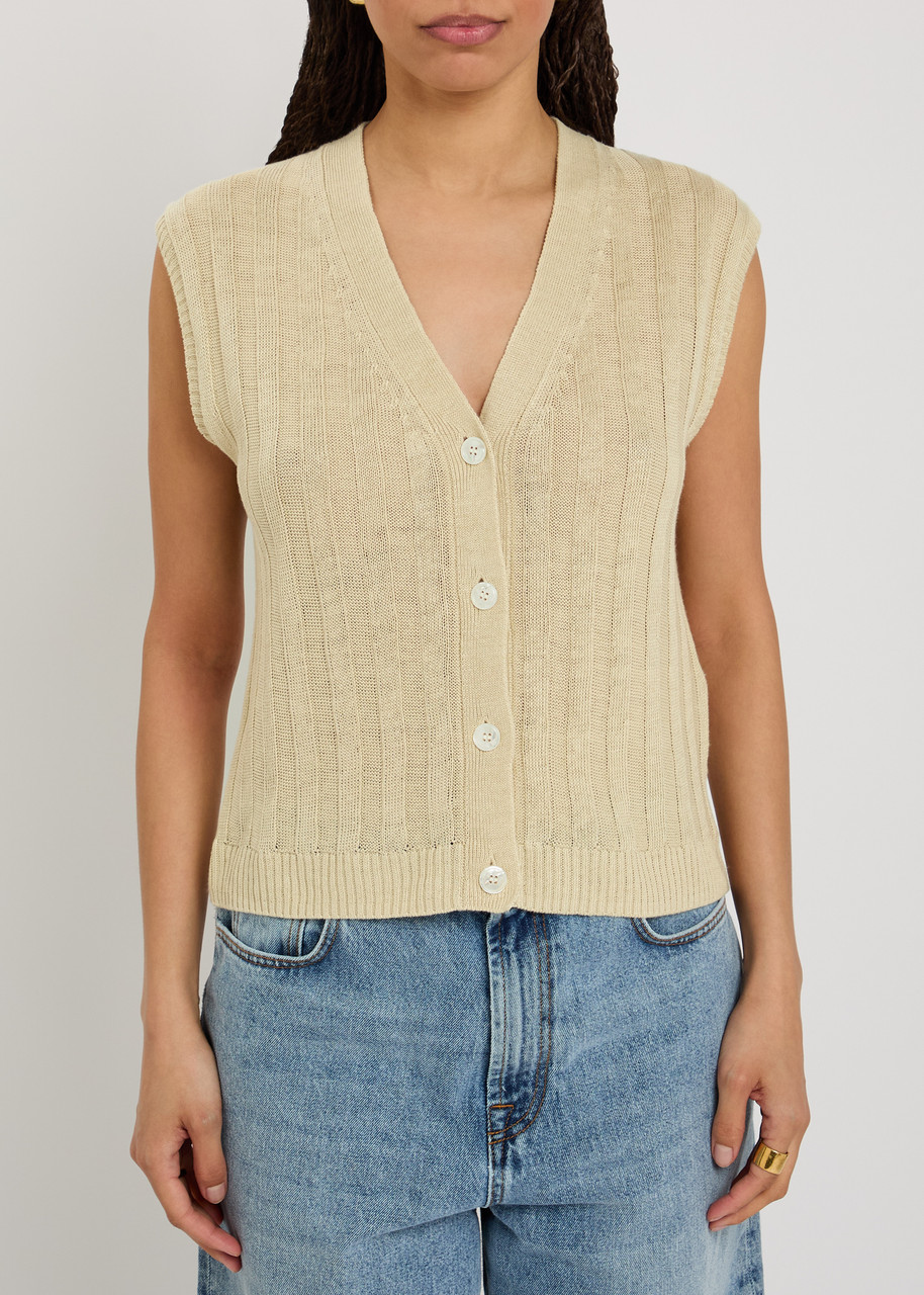 MM Ranghi V-neck fine-knit linen vest | Harvey Nichols