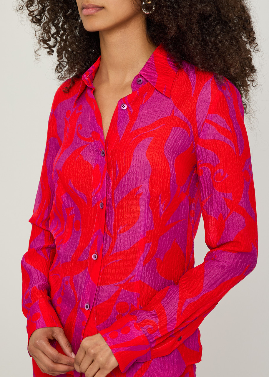DRIES VAN NOTEN Cloudy printed silk shirt | Harvey Nichols