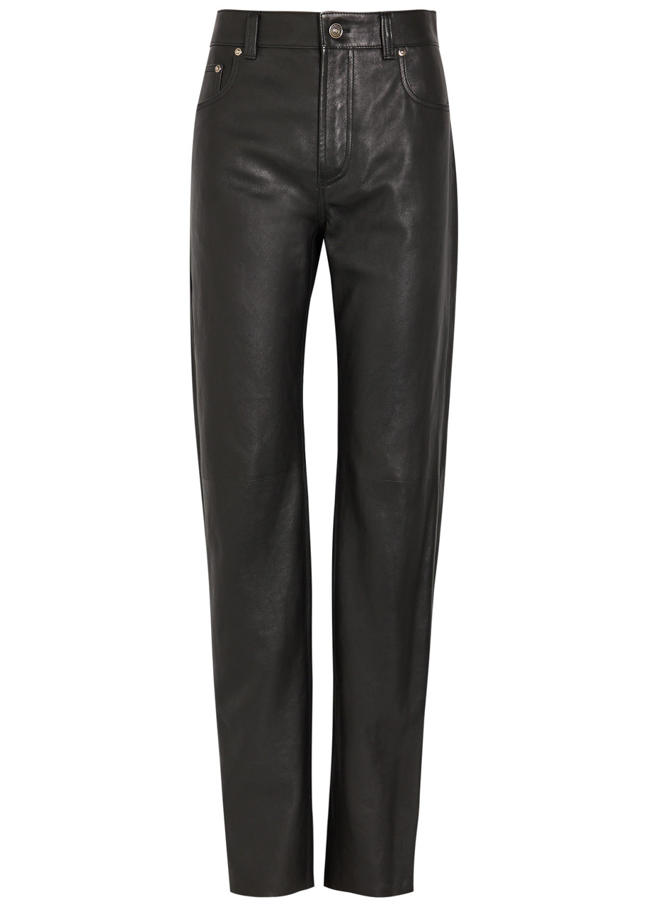VERSACE Straight-leg leather trousers | Harvey Nichols