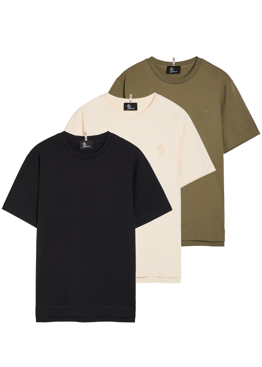 MONCLER GRENOBLE Logo-appliquéd cotton T-shirt - set of three