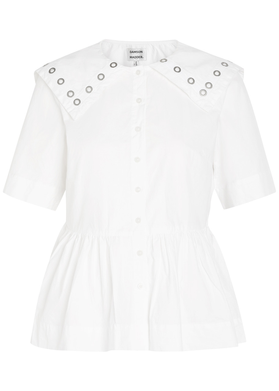 DAMSON MADDER Cyrus eyelet cotton-poplin blouse | Harvey Nichols