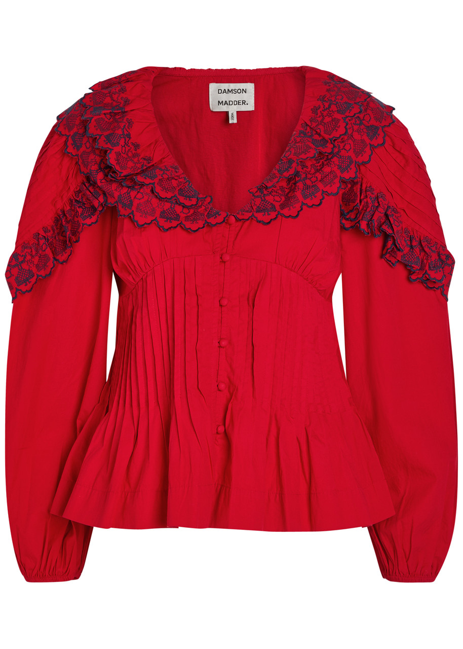 DAMSON MADDER Caroline embroidered cotton-poplin blouse | Harvey
