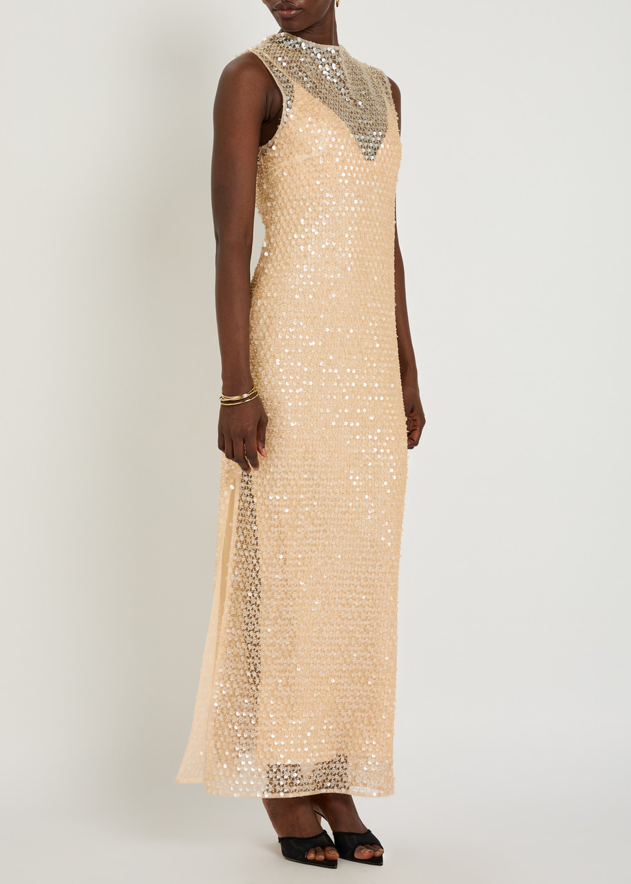 SHONA JOY Everly sequin-embellished stretch-mesh maxi dress | Harvey Nichols SHONA JOY Everly sequin-embellished stretch-mesh maxi dress | Harvey Nichols