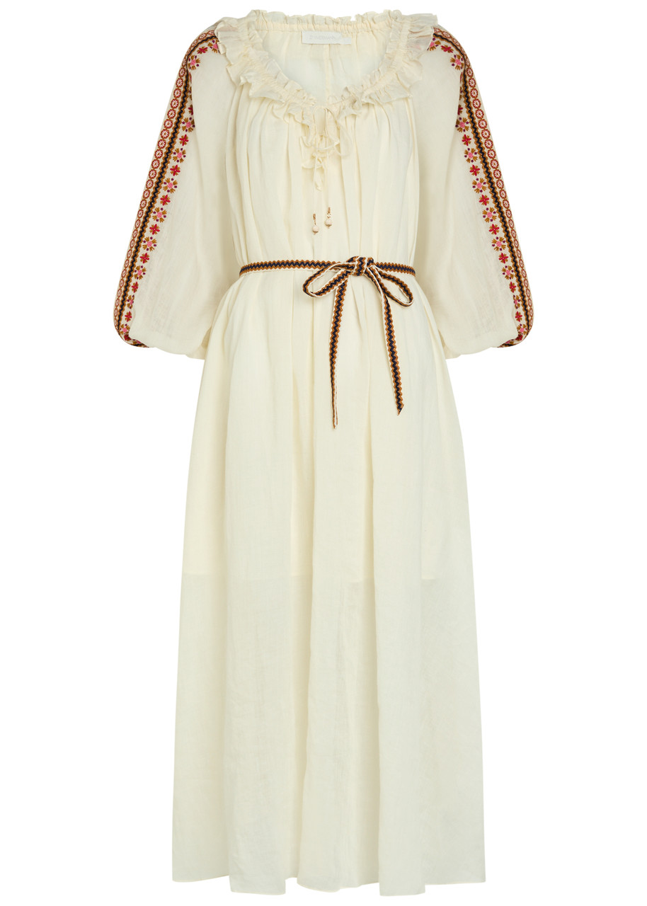 sachin and babi light blue dress Zimmermann Laelia Embroidered Linen Dress - US Size 4 at 1stDibs