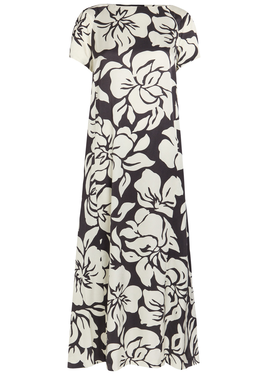 DRIES VAN NOTEN Davita floral-print satin midi dress | Harvey Nichols