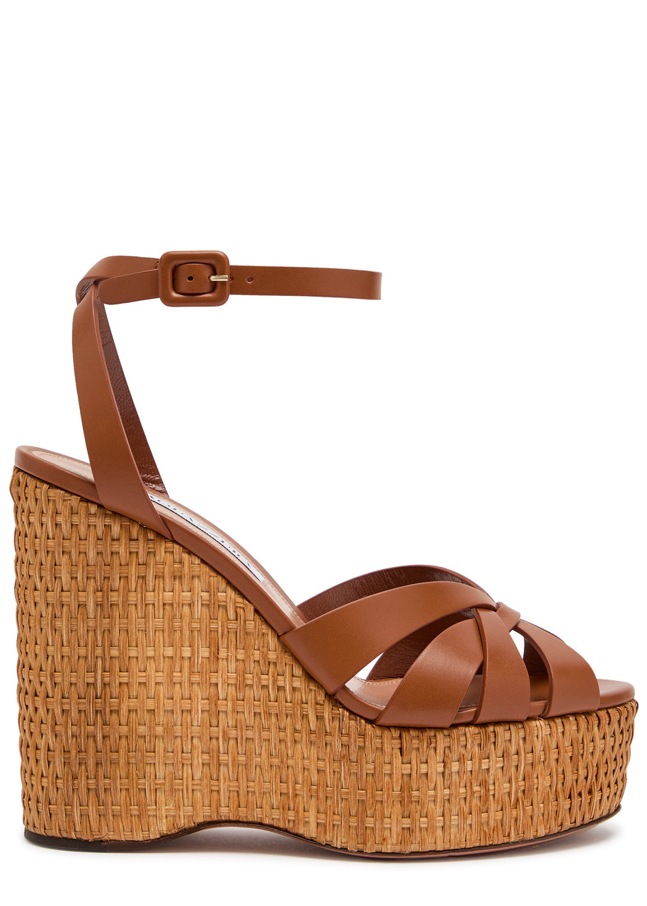 AQUAZZURA Copacabana 130 leather wedge heels | Harvey Nichols