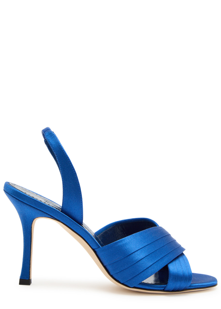 MANOLO BLAHNIK Vierasan 90 satin slingback sandals | Harvey Nichols
