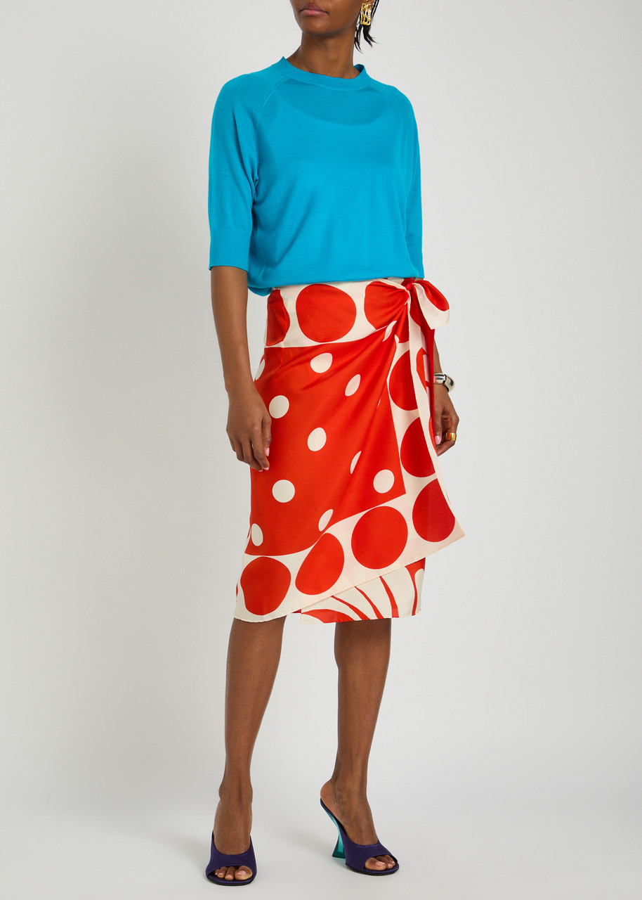 DRIES VAN NOTEN Scarfy printed silk midi wrap skirt | Harvey Nichols