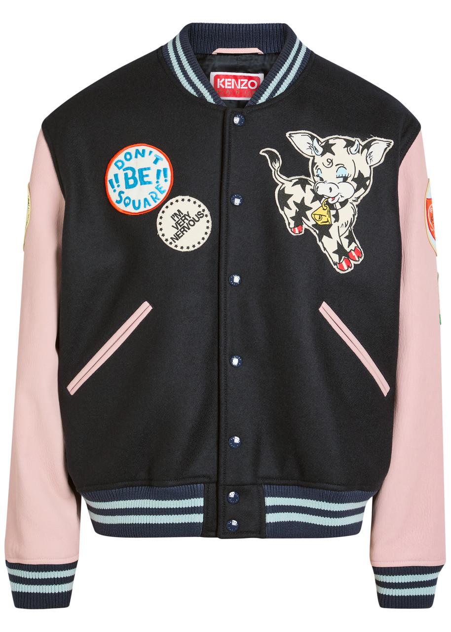 KENZO Badges appliquéd wool varsity jacket | Harvey Nichols