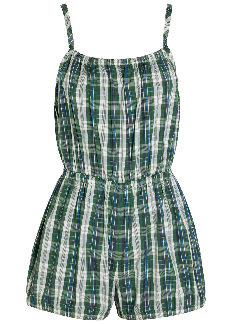 SUZIE KONDI Dassia checked cotton-poplin romper | Harvey Nichols