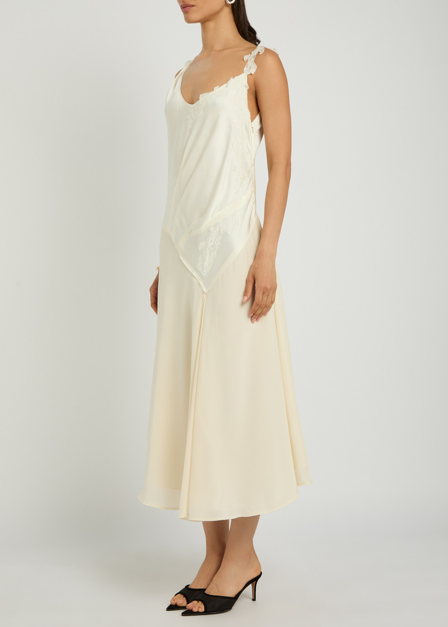 victoria beckham bridal lace-trimmed satin maxi dress Victoria Beckham - Lace-trimmed satin maxi dress