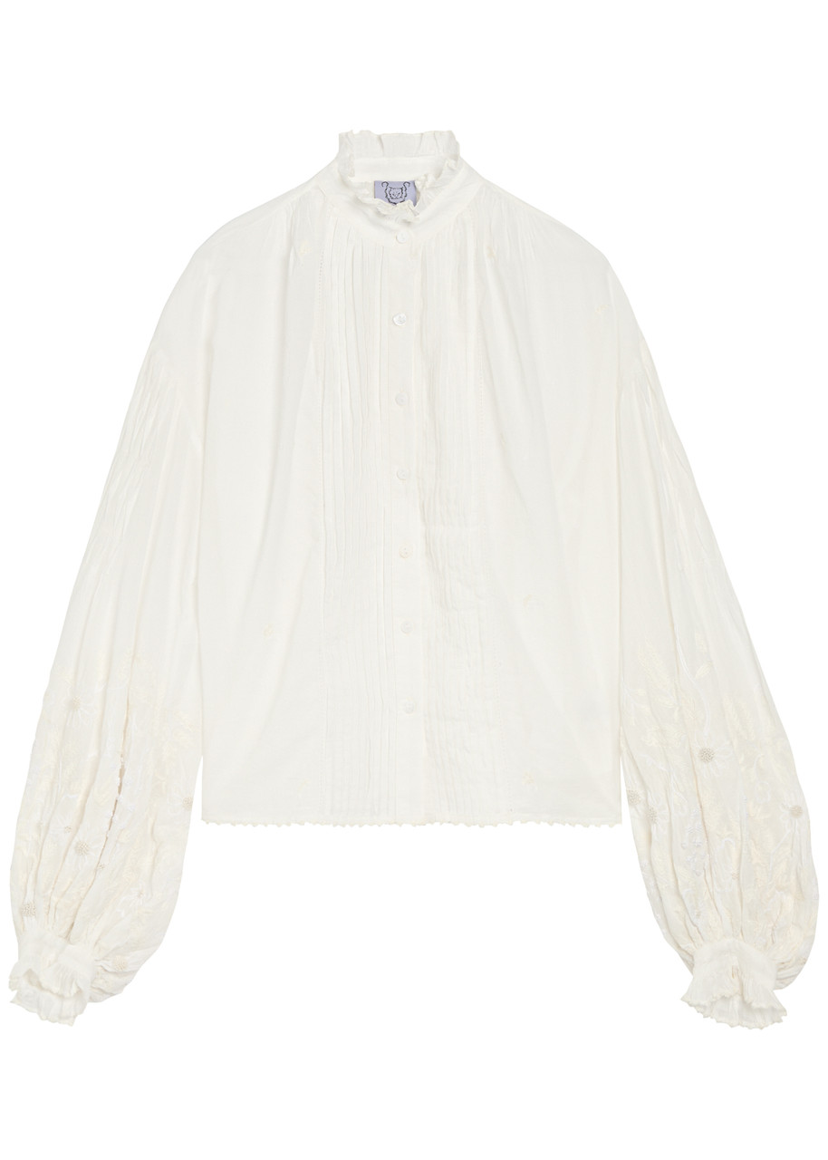 THIERRY COLSON Slava embroidered balloon sleeve cotton shirt