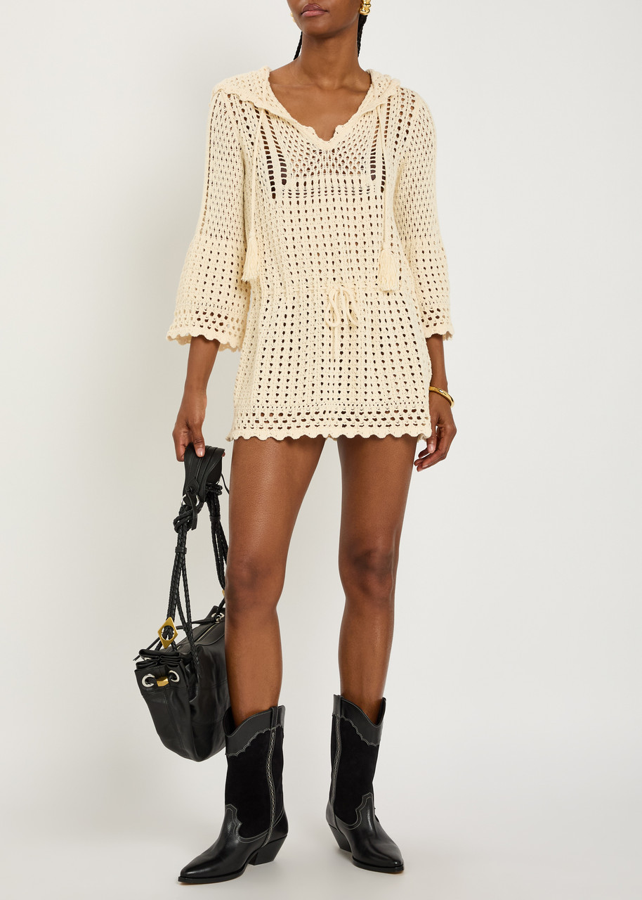 white christmas dresses CROCHET MINI DRESS