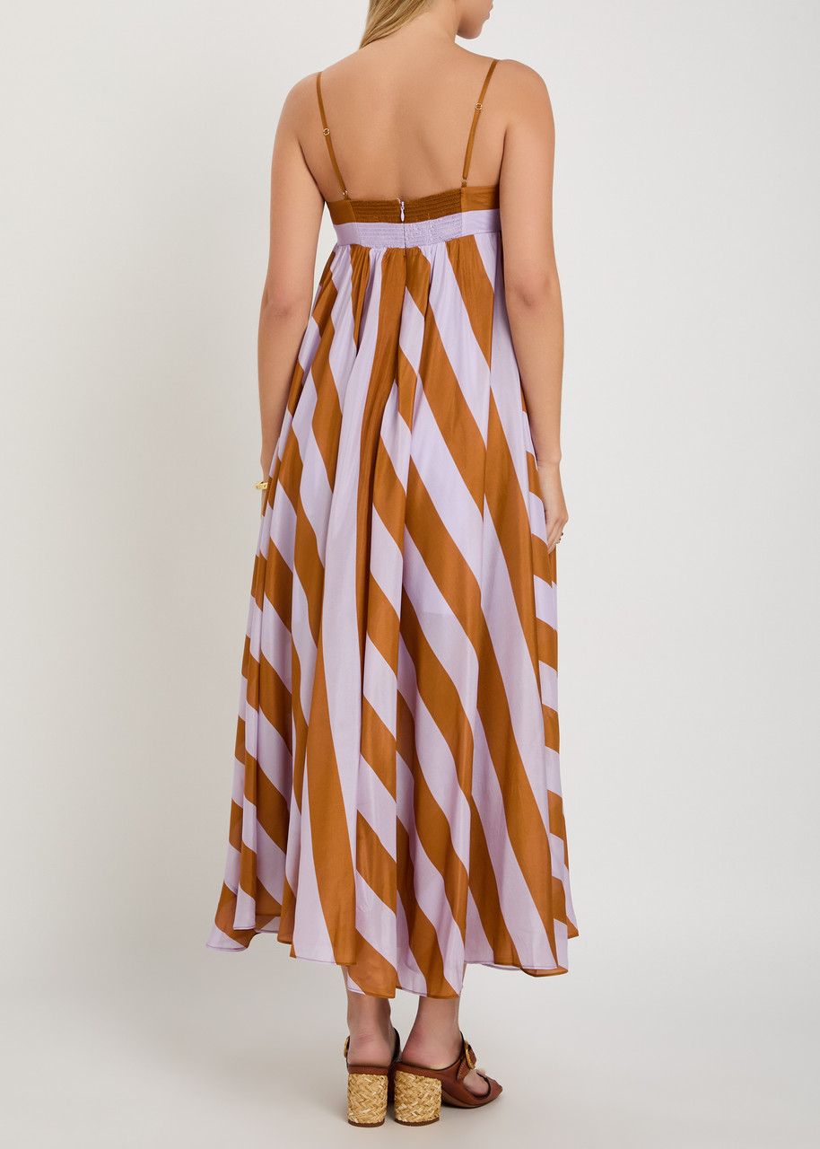 ZIMMERMANN Indra striped silk maxi dress | Harvey Nichols