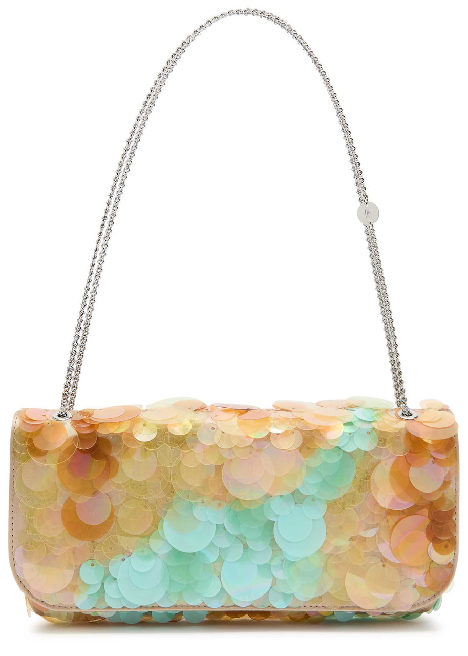 RABANNE Disc-embellished leather shoulder bag | Harvey Nichols