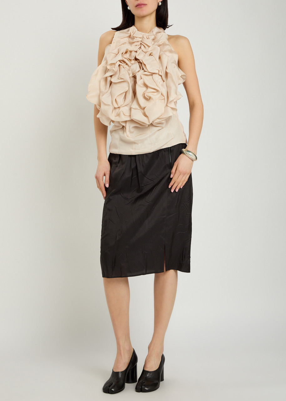 MAISON MARGIELA Ruffled silk top | Harvey Nichols