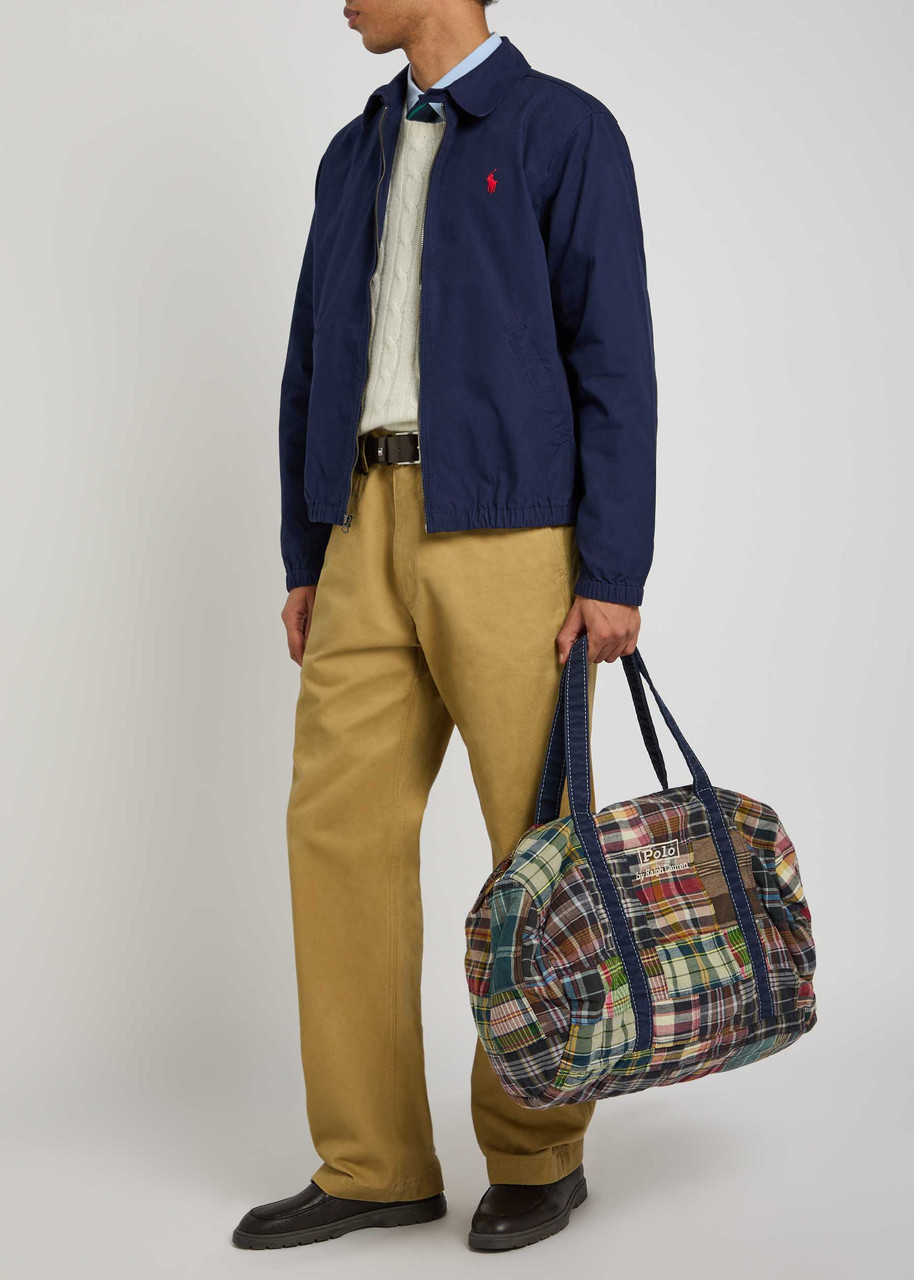 POLO RALPH LAUREN Large logo-embroidered checked cotton duffle bag