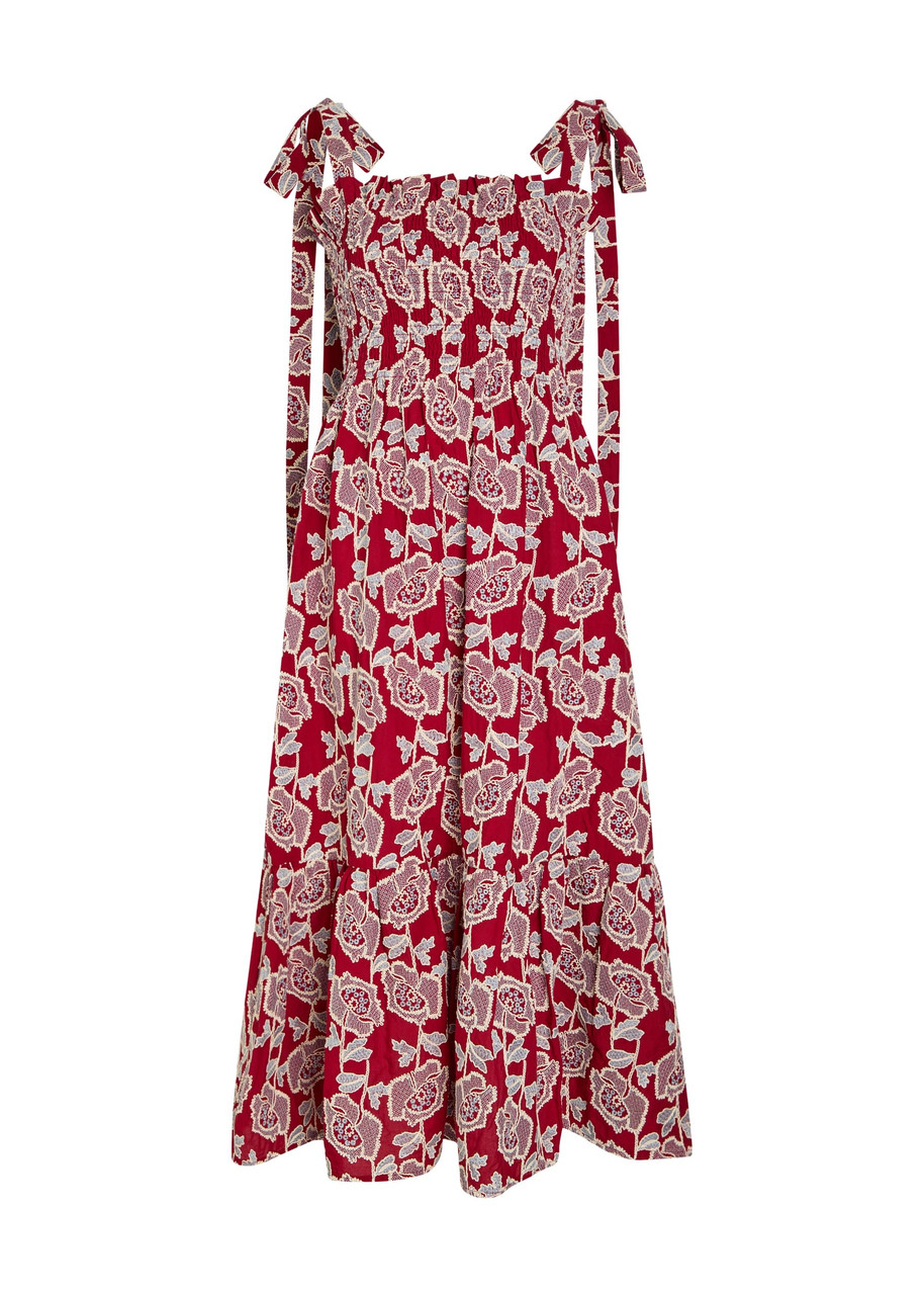 ERDEM Floral-embroidered cotton-blend midi dress | Harvey Nichols
