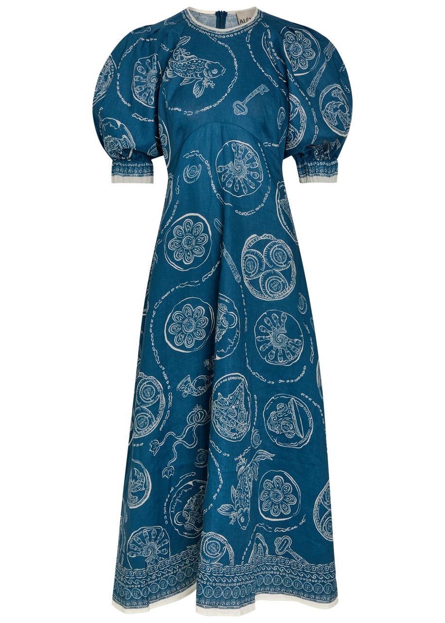 tuscan blue embroidered floral maxi dress Provence Bloom Tiered Maxi Dress Floral Blue