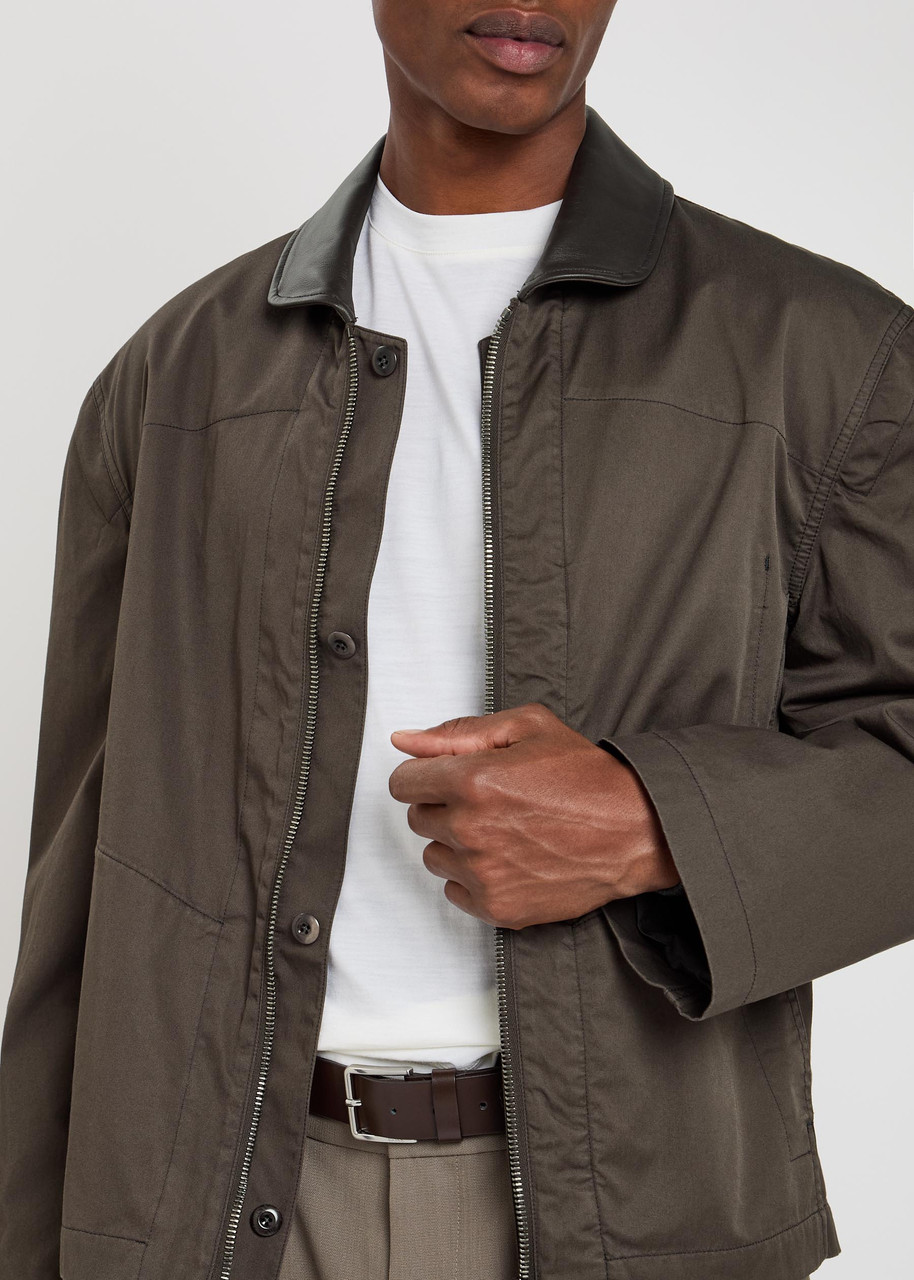 LEMAIRE Leather-collar cotton jacket | Harvey Nichols