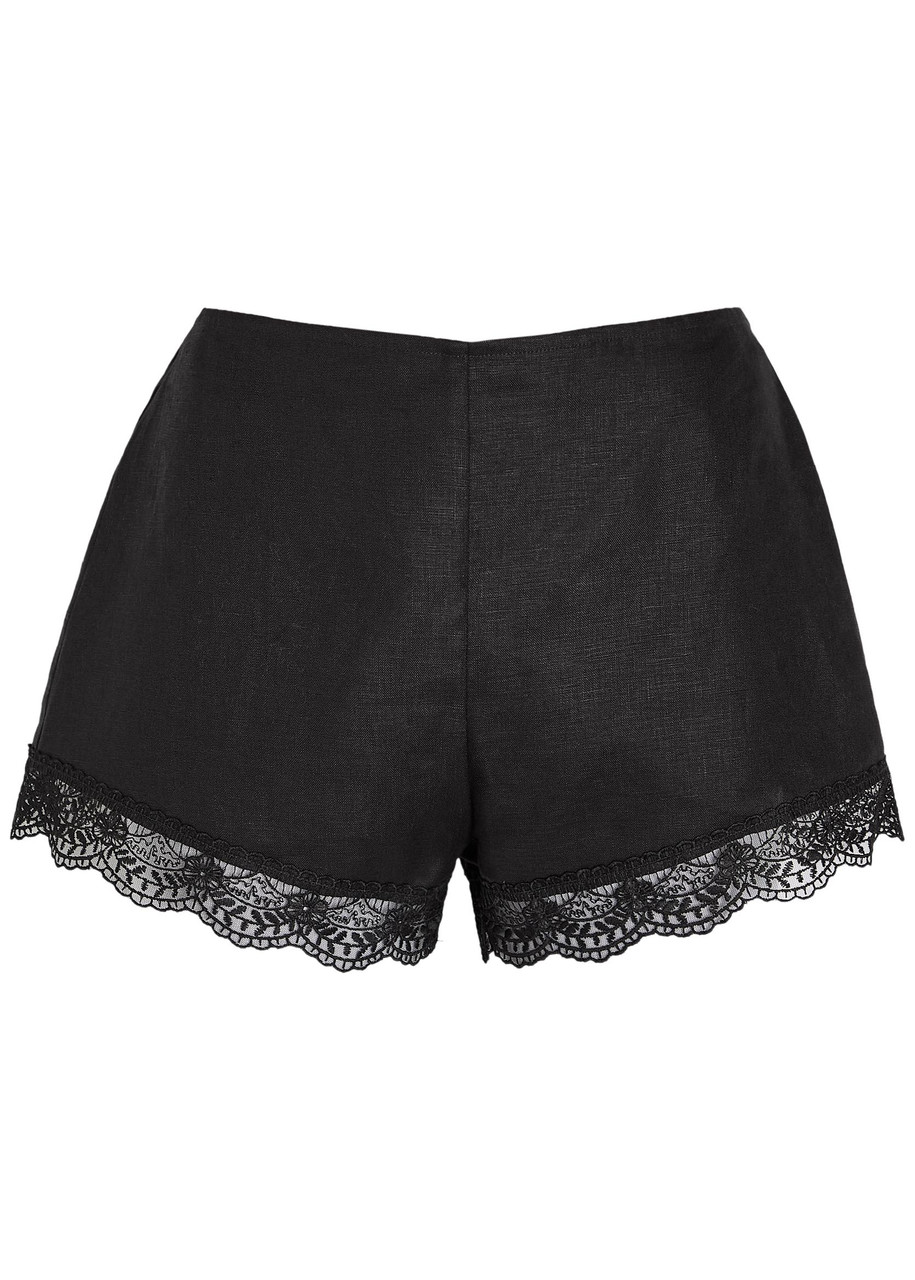 STAUD Lace-trim linen shorts | Harvey Nichols