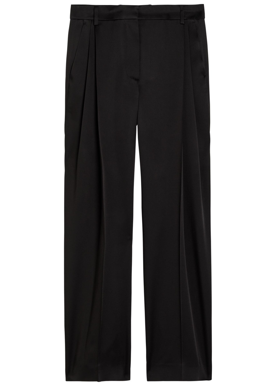 STELLA MCCARTNEY Pleated straight-leg satin trousers | Harvey Nichols