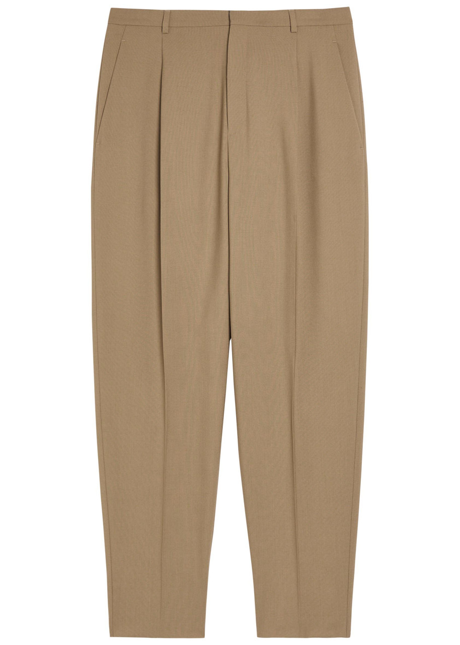 SAINT LAURENT Belted wool and mohair-blend trousers | Harvey Nichols