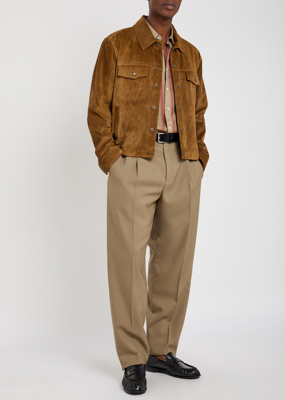 SAINT LAURENT Belted wool and mohair-blend trousers | Harvey Nichols