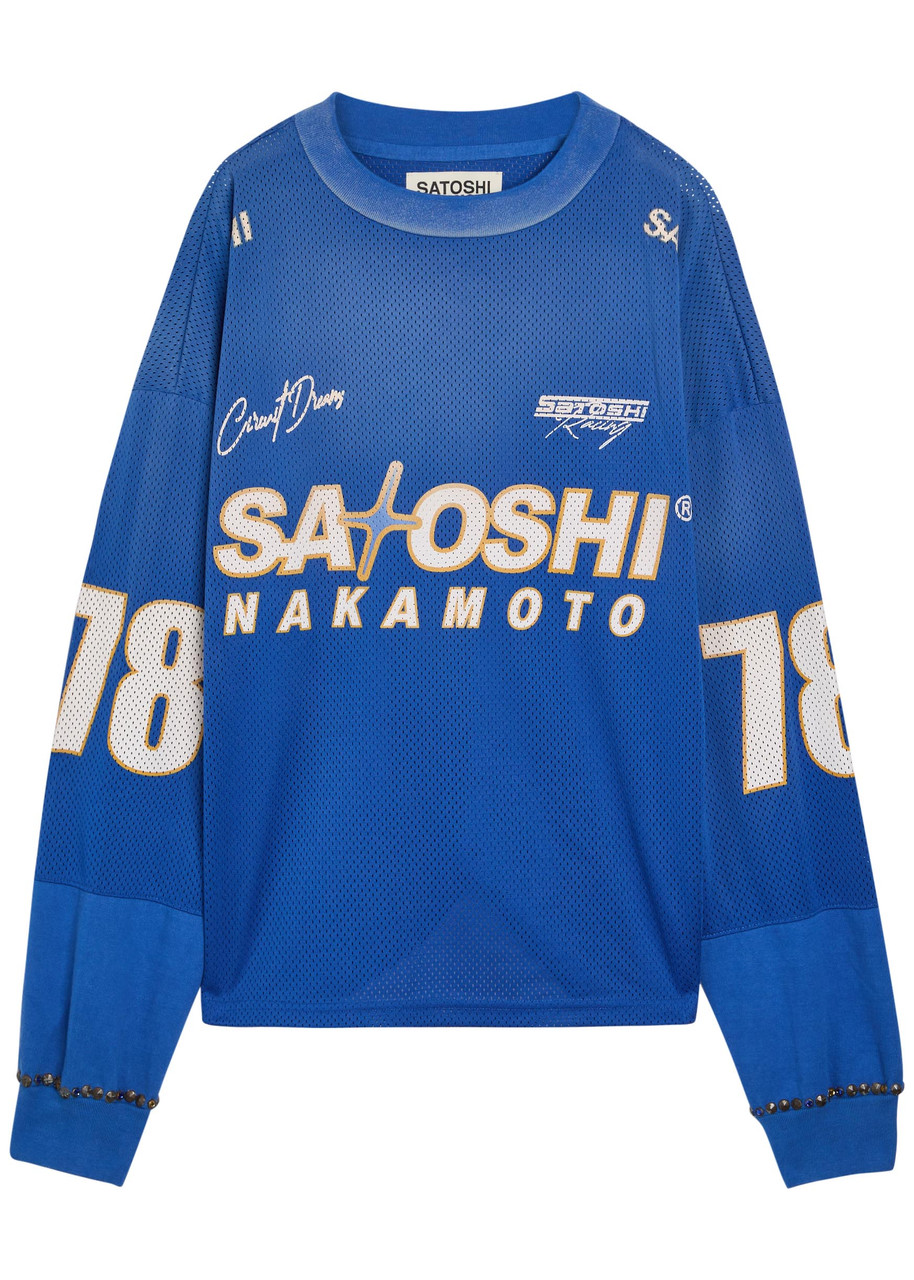SATOSHI NAKAMOTO Mesh Moto logo-print mesh jersey T-shirt | Harvey
