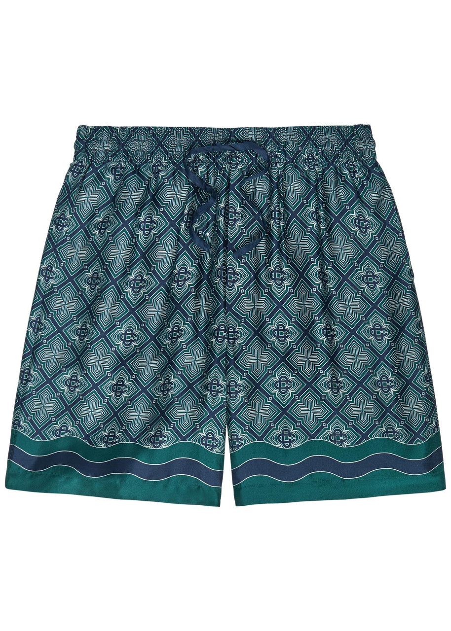 CASABLANCA Radiating logo-monogram silk shorts | Harvey Nichols