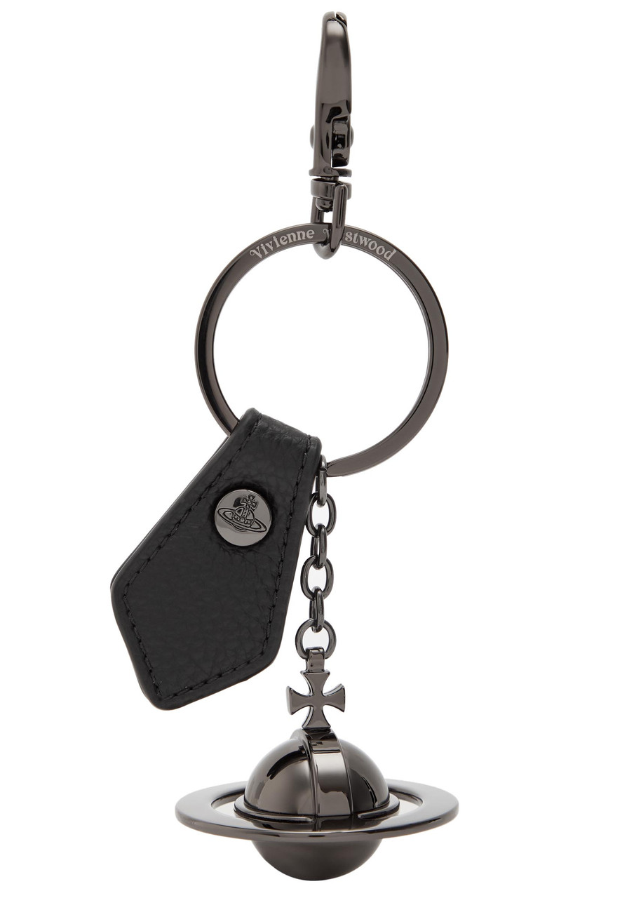 VIVIENNE WESTWOOD 3D Orb gunmetal and leather keyring | Harvey Nichols