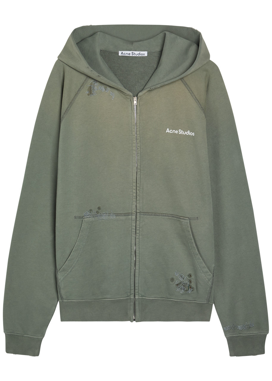 ACNE STUDIOS Logo hooded zip-through cotton sweatshirt | Harvey