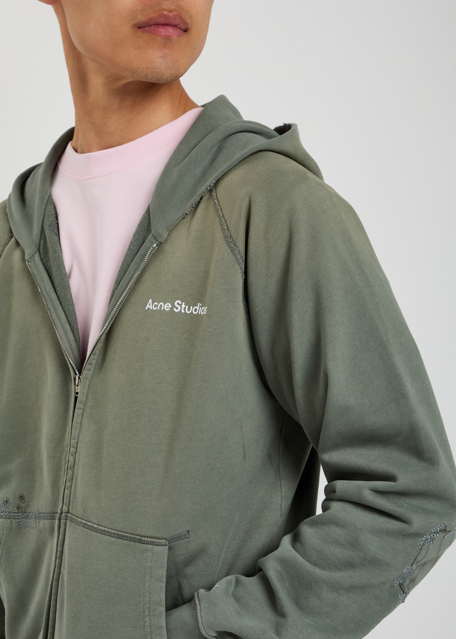 ACNE STUDIOS Logo hooded zip-through cotton sweatshirt | Harvey