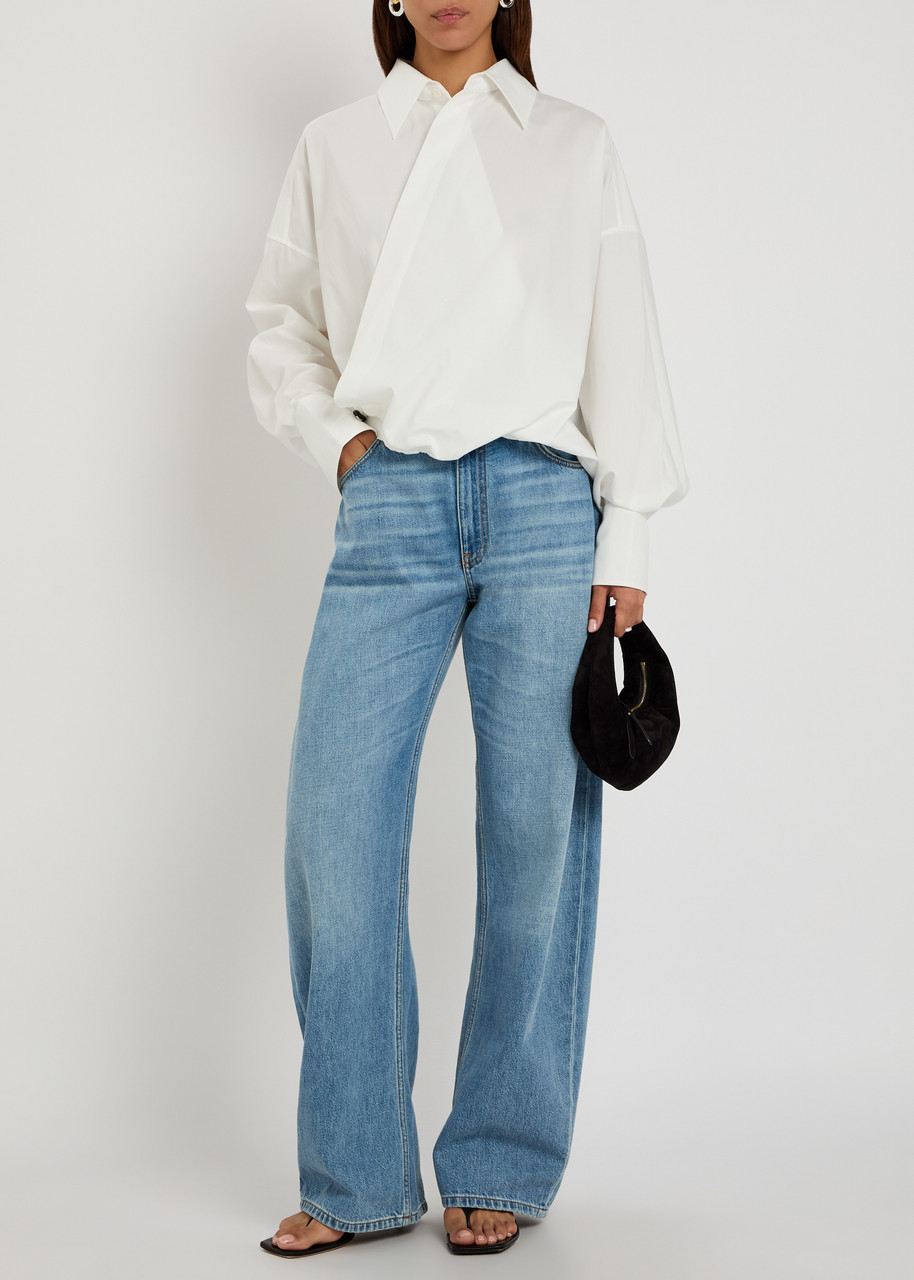 PETAR PETROV Wrap-effect cotton-poplin shirt | Harvey Nichols