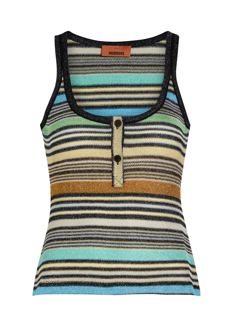 MISSONI Striped metallic-knit tank top | Harvey Nichols