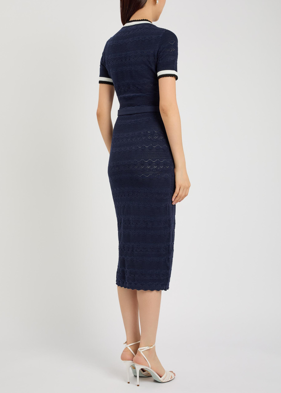 SELF-PORTRAIT Pointelle-knit midi dress | Harvey Nichols